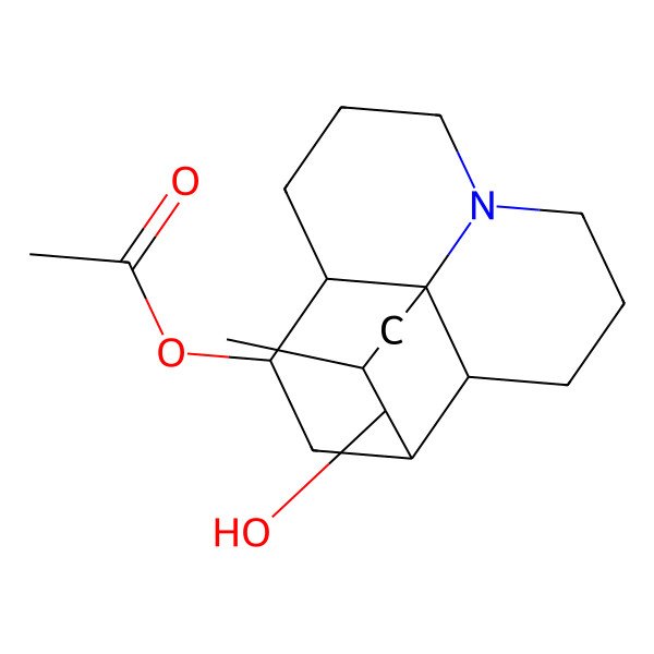 2D Structure of [(1R,2R,10S,11R,13S,14R,15S)-14-hydroxy-15-methyl-6-azatetracyclo[8.6.0.01,6.02,13]hexadecan-11-yl] acetate