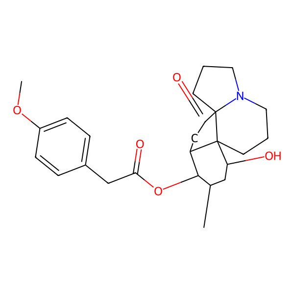 2D Structure of [(1R,4S,5S,6S,8S,9S)-8-hydroxy-6-methyl-2-oxo-13-azatetracyclo[7.7.0.01,13.04,9]hexadecan-5-yl] 2-(4-methoxyphenyl)acetate