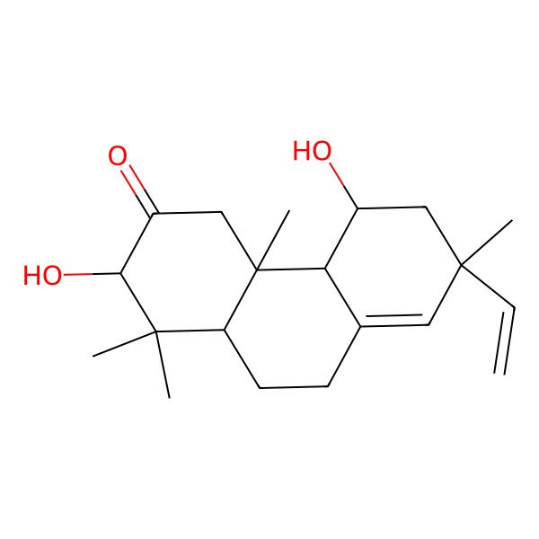 2D Structure of (2S,4aR,4bR,5S,7S,10aS)-7-ethenyl-2,5-dihydroxy-1,1,4a,7-tetramethyl-2,4,4b,5,6,9,10,10a-octahydrophenanthren-3-one