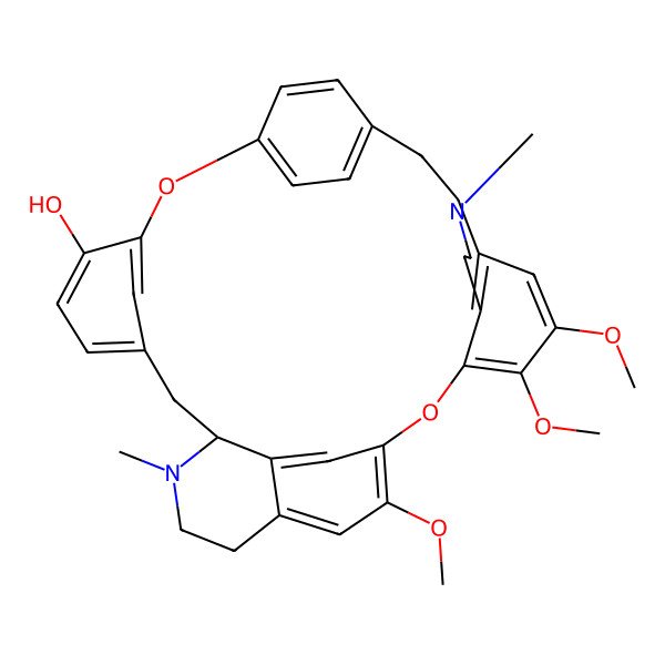 2D Structure of (12S,25R)-4,5,31-trimethoxy-11,26-dimethyl-2,18-dioxa-11,26-diazaheptacyclo[23.6.2.214,17.119,23.03,8.07,12.029,33]hexatriaconta-1(31),3(8),4,6,14(36),15,17(35),19,21,23(34),29,32-dodecaen-20-ol