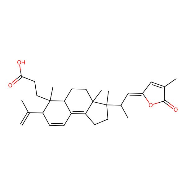2D Structure of 3-[3,3a,6-Trimethyl-3-[1-(4-methyl-5-oxofuran-2-ylidene)propan-2-yl]-7-prop-1-en-2-yl-1,2,4,5,5a,7-hexahydrocyclopenta[a]naphthalen-6-yl]propanoic acid