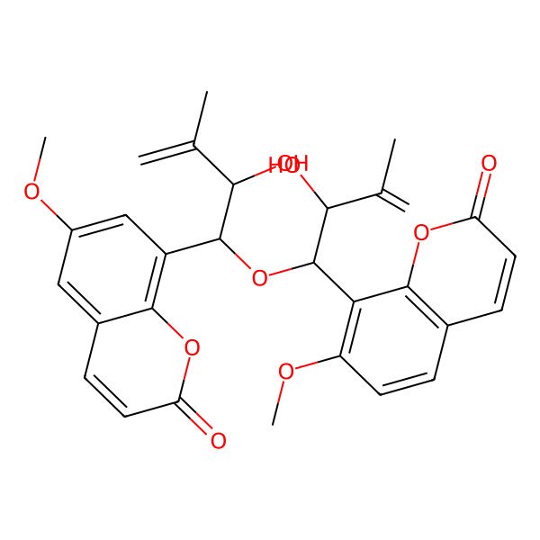 2D Structure of 8-[(1R,2R)-2-hydroxy-1-[(1S,2R)-2-hydroxy-1-(6-methoxy-2-oxochromen-8-yl)-3-methylbut-3-enoxy]-3-methylbut-3-enyl]-7-methoxychromen-2-one