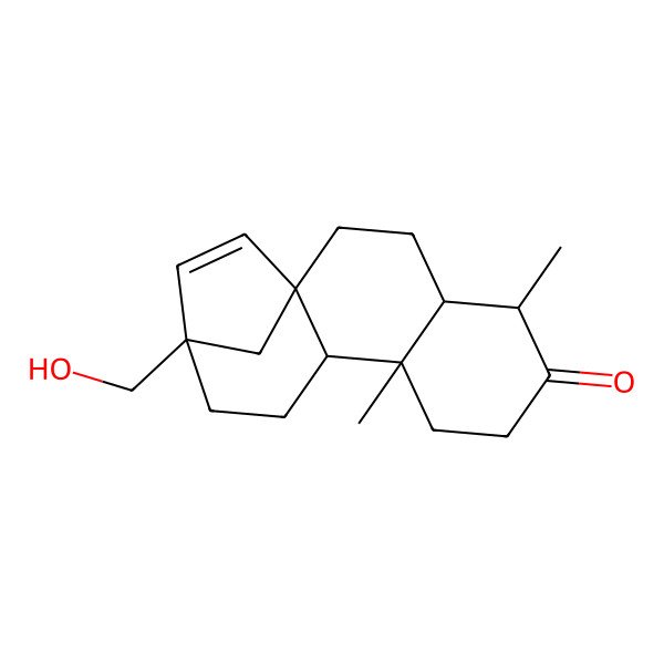 2D Structure of (1R,4R,5R,9R,10S,13R)-13-(hydroxymethyl)-5,9-dimethyltetracyclo[11.2.1.01,10.04,9]hexadec-14-en-6-one