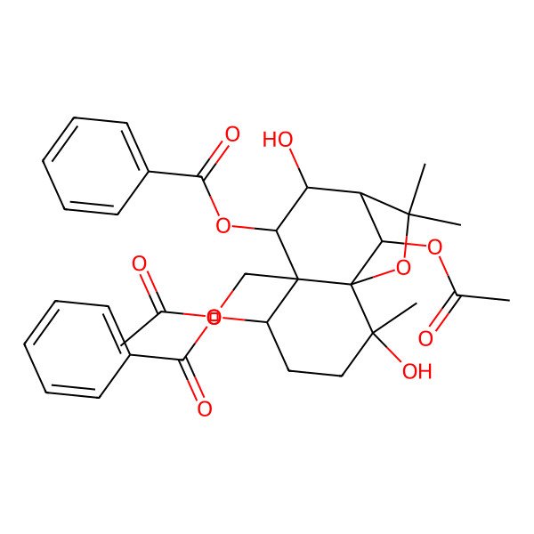 2D Structure of [(1S,2S,5S,6S,7S,8S,9R,12R)-12-acetyloxy-6-(acetyloxymethyl)-7-benzoyloxy-2,8-dihydroxy-2,10,10-trimethyl-11-oxatricyclo[7.2.1.01,6]dodecan-5-yl] benzoate