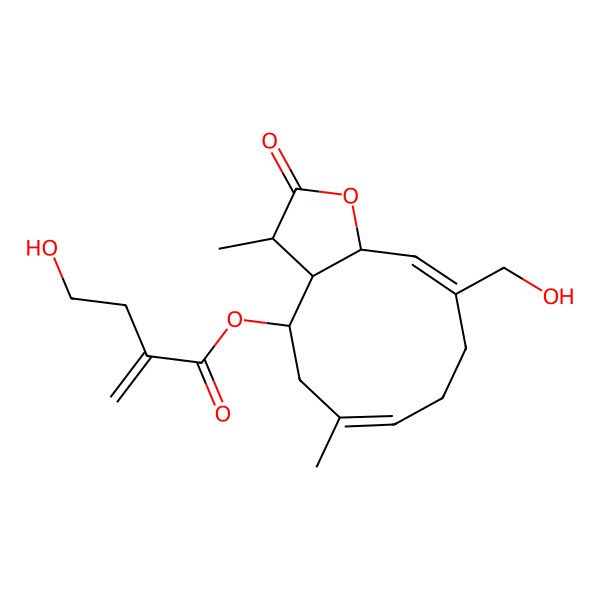 2D Structure of [10-(hydroxymethyl)-3,6-dimethyl-2-oxo-3a,4,5,8,9,11a-hexahydro-3H-cyclodeca[b]furan-4-yl] 4-hydroxy-2-methylidenebutanoate
