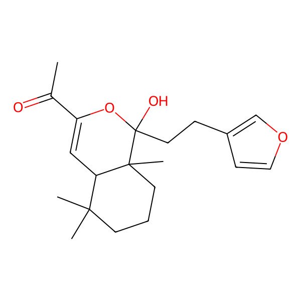 2D Structure of 1-[1-[2-(Furan-3-yl)ethyl]-1-hydroxy-5,5,8a-trimethyl-4a,6,7,8-tetrahydroisochromen-3-yl]ethanone