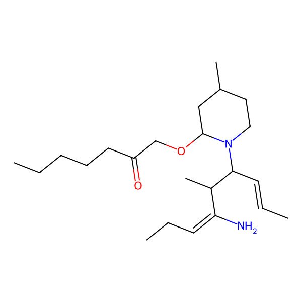 2D Structure of 1-[1-(6-Amino-5-methylnona-2,6-dien-4-yl)-4-methylpiperidin-2-yl]oxyheptan-2-one