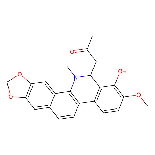 2D Structure of 1-(1-hydroxy-2-methoxy-12-methyl-13H-[1,3]benzodioxolo[5,6-c]phenanthridin-13-yl)propan-2-one