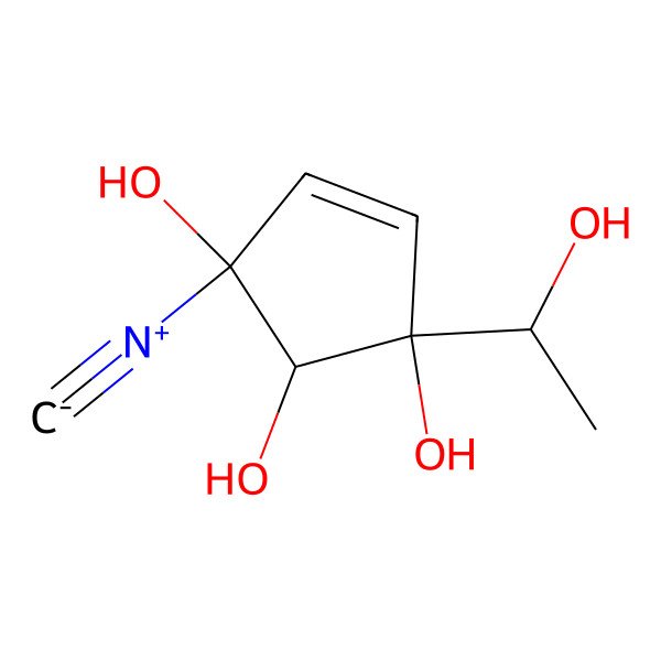 2D Structure of 1-(1-Hydroxyethyl)-3-isocyanocyclopent-4-ene-1,2,3-triol