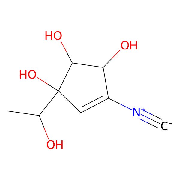 2D Structure of 1-(1-Hydroxyethyl)-4-isocyanocyclopent-4-ene-1,2,3-triol