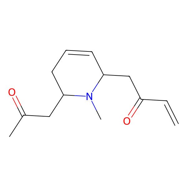 2D Structure of 1-[1-methyl-2-(2-oxopropyl)-3,6-dihydro-2H-pyridin-6-yl]but-3-en-2-one
