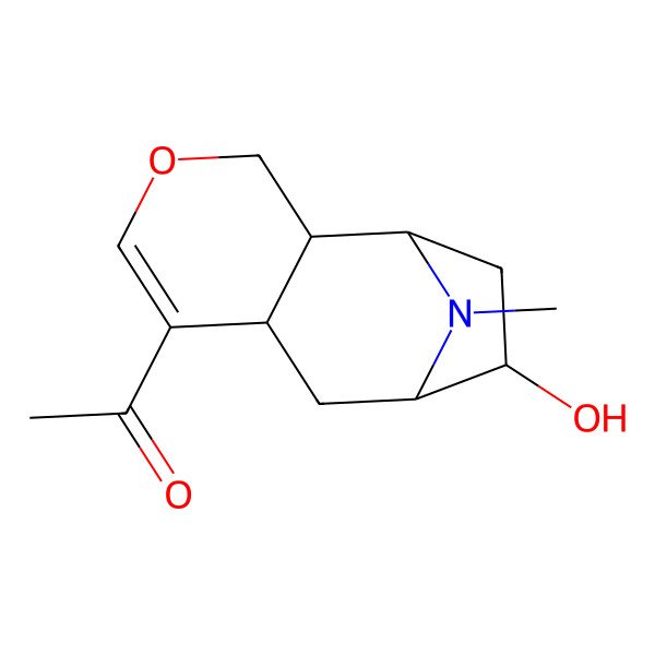 2D Structure of 1-(10-Hydroxy-12-methyl-4-oxa-12-azatricyclo[7.2.1.02,7]dodec-5-en-6-yl)ethanone