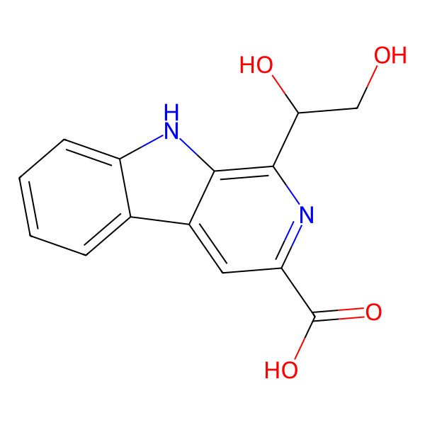 2D Structure of 1-(1,2-dihydroxyethyl)-9H-pyrido[3,4-b]indole-3-carboxylic acid
