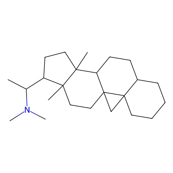2D Structure of 1-(12,16-dimethyl-15-pentacyclo[9.7.0.01,3.03,8.012,16]octadecanyl)-N,N-dimethylethanamine