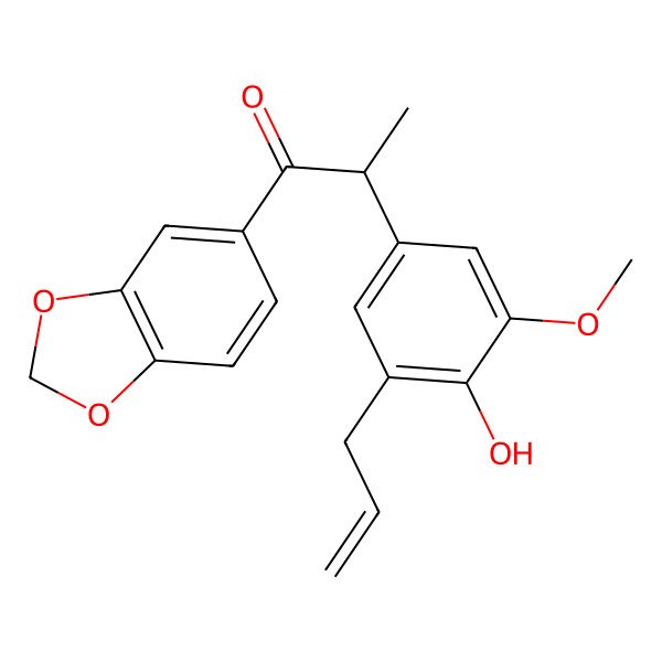 2D Structure of 1-(1,3-Benzodioxol-5-yl)-2-(4-hydroxy-3-methoxy-5-prop-2-enylphenyl)propan-1-one