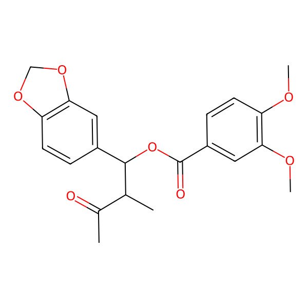 2D Structure of [1-(1,3-Benzodioxol-5-yl)-2-methyl-3-oxobutyl] 3,4-dimethoxybenzoate