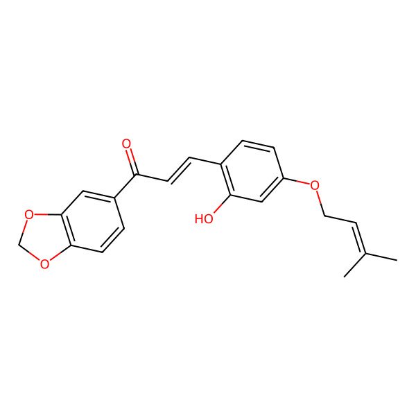 2D Structure of 1-(1,3-Benzodioxol-5-yl)-3-[2-hydroxy-4-(3-methylbut-2-enoxy)phenyl]prop-2-en-1-one