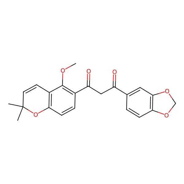2D Structure of 1-(1,3-Benzodioxol-5-yl)-3-(5-methoxy-2,2-dimethylchromen-6-yl)propane-1,3-dione