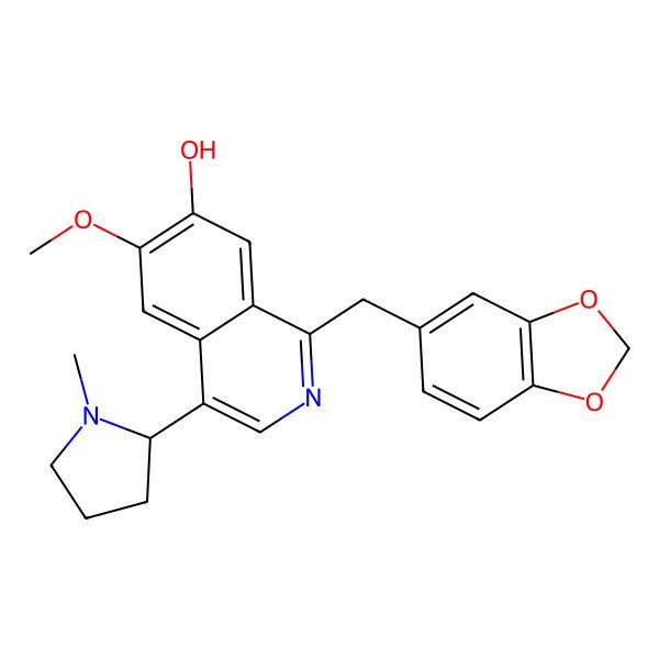2D Structure of 1-(1,3-Benzodioxol-5-ylmethyl)-6-methoxy-4-(1-methylpyrrolidin-2-yl)isoquinolin-7-ol