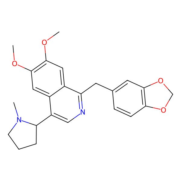 2D Structure of 1-(1,3-Benzodioxol-5-ylmethyl)-6,7-dimethoxy-4-(1-methylpyrrolidin-2-yl)isoquinoline