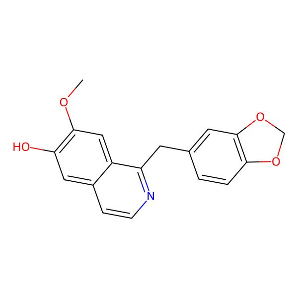 2D Structure of 1-(1,3-Benzodioxol-5-ylmethyl)-7-methoxyisoquinolin-6-ol