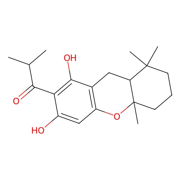 2D Structure of 1-(1,3-dihydroxy-8,8,10a-trimethyl-6,7,8a,9-tetrahydro-5H-xanthen-2-yl)-2-methylpropan-1-one
