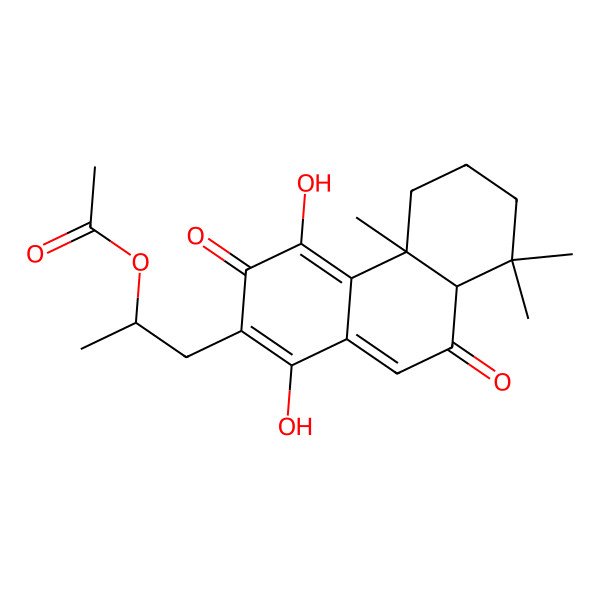 2D Structure of 1-(1,4-Dihydroxy-4b,8,8-trimethyl-3,9-dioxo-5,6,7,8a-tetrahydrophenanthren-2-yl)propan-2-yl acetate