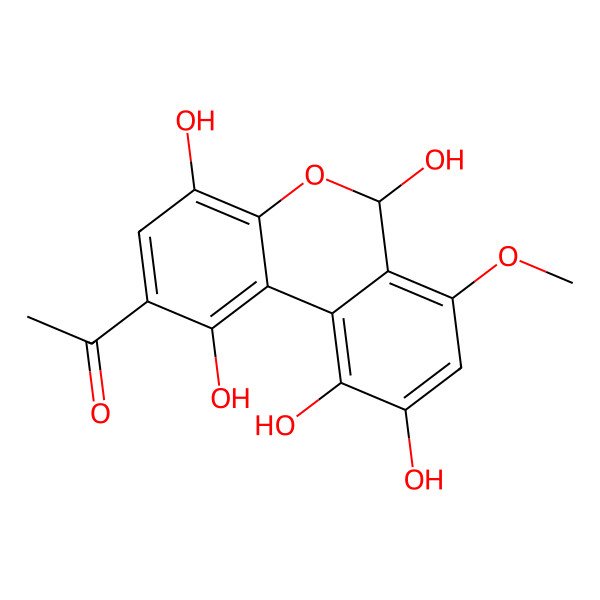 2D Structure of 1-(1,4,6,9,10-pentahydroxy-7-methoxy-6H-benzo[c]chromen-2-yl)ethanone