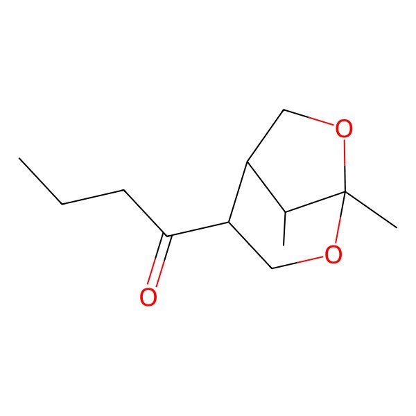 2D Structure of 1-(1,8-Dimethyl-2,7-dioxabicyclo[3.2.1]octan-4-yl)butan-1-one