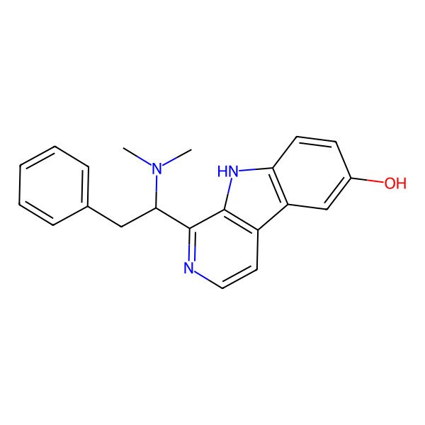2D Structure of 1-[(1R)-1-(dimethylamino)-2-phenylethyl]-9H-pyrido[3,4-b]indol-6-ol