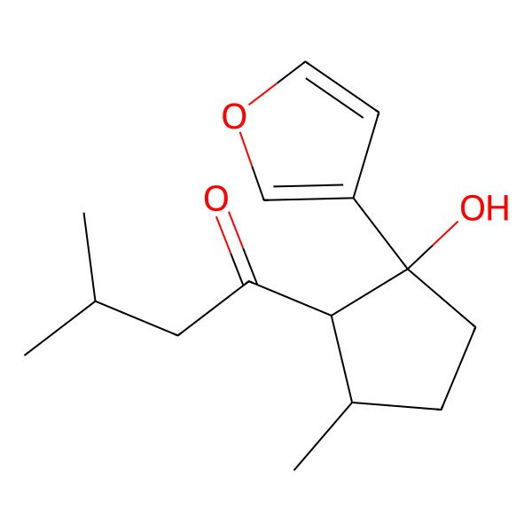 2D Structure of 1-[(1R,2S,5S)-2-(furan-3-yl)-2-hydroxy-5-methylcyclopentyl]-3-methylbutan-1-one