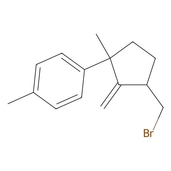 2D Structure of 1-[(1R,3S)-3-(bromomethyl)-1-methyl-2-methylidenecyclopentyl]-4-methylbenzene