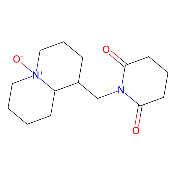 2D Structure of 1-[[(1R,9aS)-5-oxido-2,3,4,6,7,8,9,9a-octahydro-1H-quinolizin-5-ium-1-yl]methyl]piperidine-2,6-dione