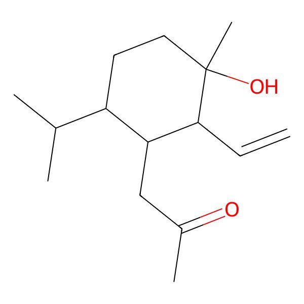 2D Structure of 1-[(1S,2R,3R,6S)-2-ethenyl-3-hydroxy-3-methyl-6-propan-2-ylcyclohexyl]propan-2-one