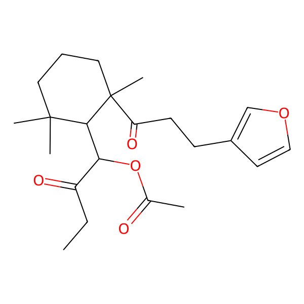 2D Structure of [1-[(1S,2S)-2-[3-(furan-3-yl)propanoyl]-2,6,6-trimethylcyclohexyl]-2-oxobutyl] acetate