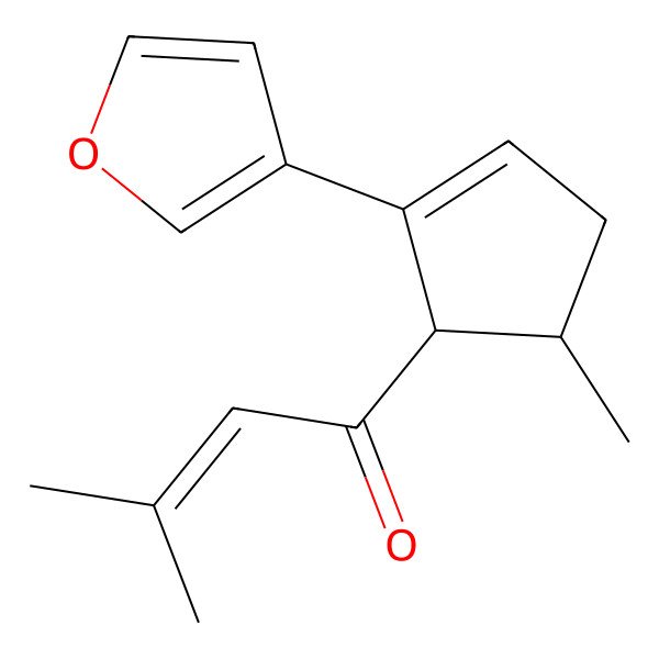 2D Structure of 1-[(1S,5S)-2-(furan-3-yl)-5-methylcyclopent-2-en-1-yl]-3-methylbut-2-en-1-one