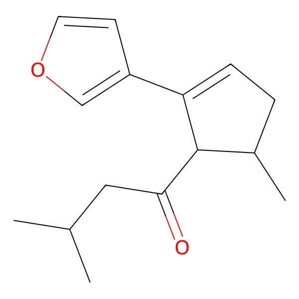 2D Structure of 1-[(1S,5S)-2-(furan-3-yl)-5-methylcyclopent-2-en-1-yl]-3-methylbutan-1-one