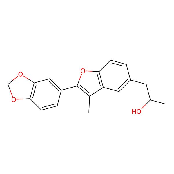 2D Structure of 1-[2-(1,3-Benzodioxol-5-yl)-3-methyl-1-benzofuran-5-yl]propan-2-ol
