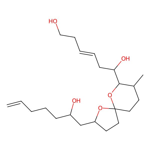 2D Structure of 1-[2-(2-Hydroxyhept-6-enyl)-8-methyl-1,6-dioxaspiro[4.5]decan-7-yl]hex-3-ene-1,6-diol