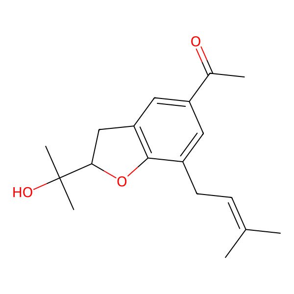 2D Structure of 1-[2-(2-Hydroxypropan-2-yl)-7-(3-methylbut-2-enyl)-2,3-dihydro-1-benzofuran-5-yl]ethanone