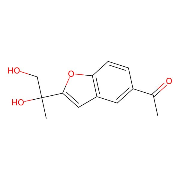 2D Structure of 1-[2-[(2S)-1,2-dihydroxypropan-2-yl]-1-benzofuran-5-yl]ethanone