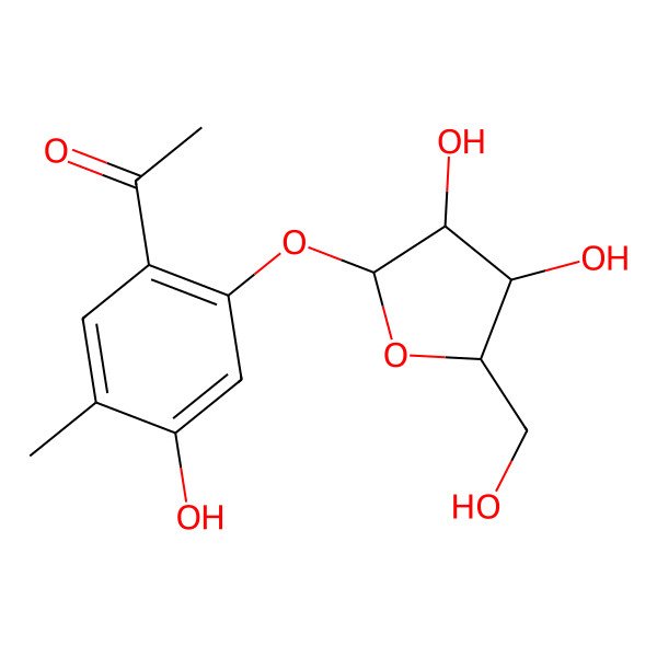 2D Structure of 1-[2-[3,4-Dihydroxy-5-(hydroxymethyl)oxolan-2-yl]oxy-4-hydroxy-5-methylphenyl]ethanone