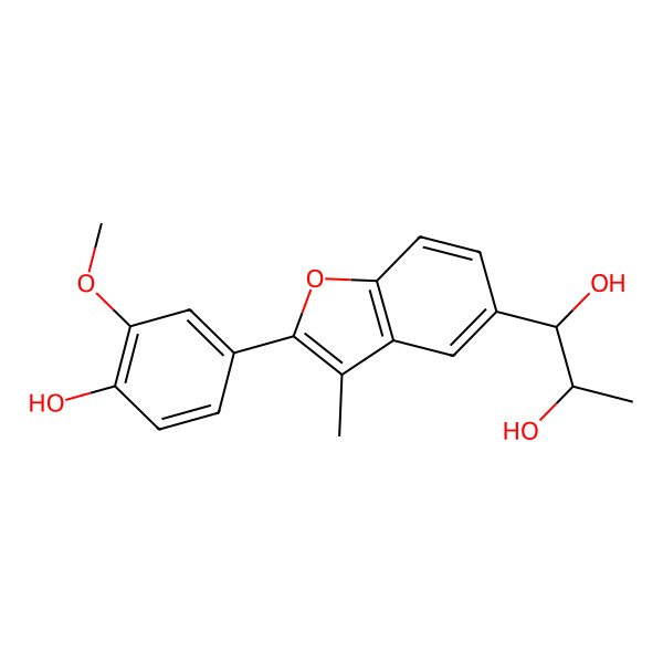 2D Structure of 1-[2-(4-Hydroxy-3-methoxyphenyl)-3-methyl-1-benzofuran-5-yl]propane-1,2-diol