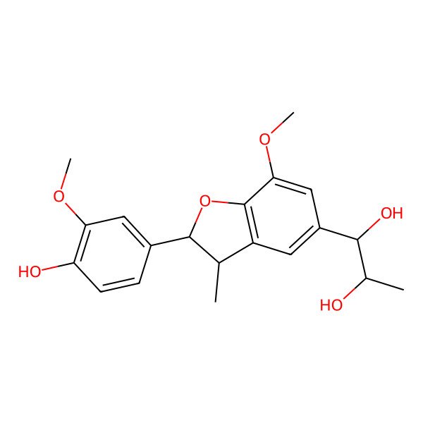 2D Structure of 1-[2-(4-Hydroxy-3-methoxyphenyl)-7-methoxy-3-methyl-2,3-dihydro-1-benzofuran-5-yl]propane-1,2-diol