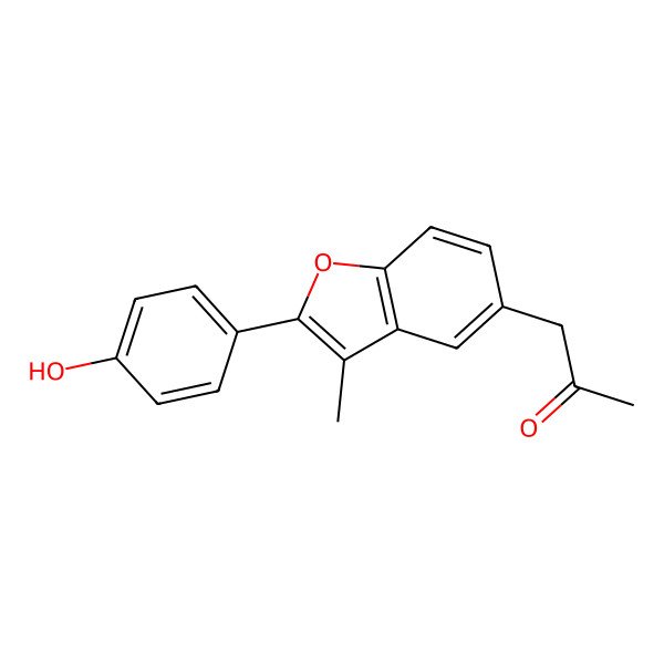 2D Structure of 1-[2-(4-Hydroxyphenyl)-3-methyl-1-benzofuran-5-yl]propan-2-one