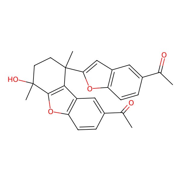 2D Structure of 1-[2-(8-Acetyl-4-hydroxy-1,4-dimethyl-2,3-dihydrodibenzofuran-1-yl)-1-benzofuran-5-yl]ethanone