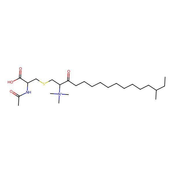 2D Structure of [1-(2-Acetamido-2-carboxyethyl)sulfanyl-14-methyl-3-oxohexadecan-2-yl]-trimethylazanium