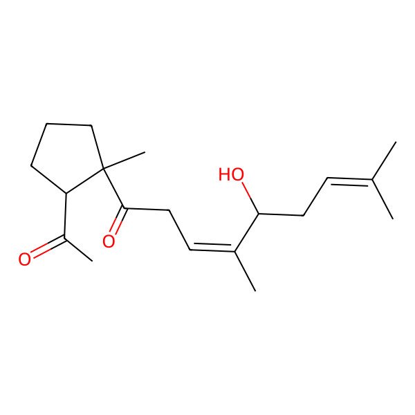 2D Structure of 1-(2-Acetyl-1-methylcyclopentyl)-5-hydroxy-4,8-dimethylnona-3,7-dien-1-one