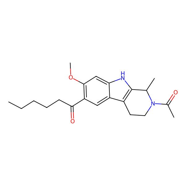 2D Structure of 1-(2-Acetyl-7-methoxy-1-methyl-1,3,4,9-tetrahydropyrido[3,4-b]indol-6-yl)hexan-1-one