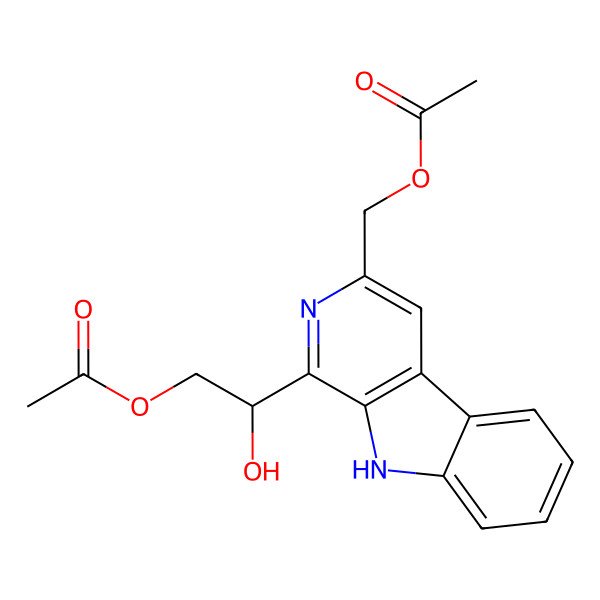 2D Structure of [1-(2-acetyloxy-1-hydroxyethyl)-9H-pyrido[3,4-b]indol-3-yl]methyl acetate